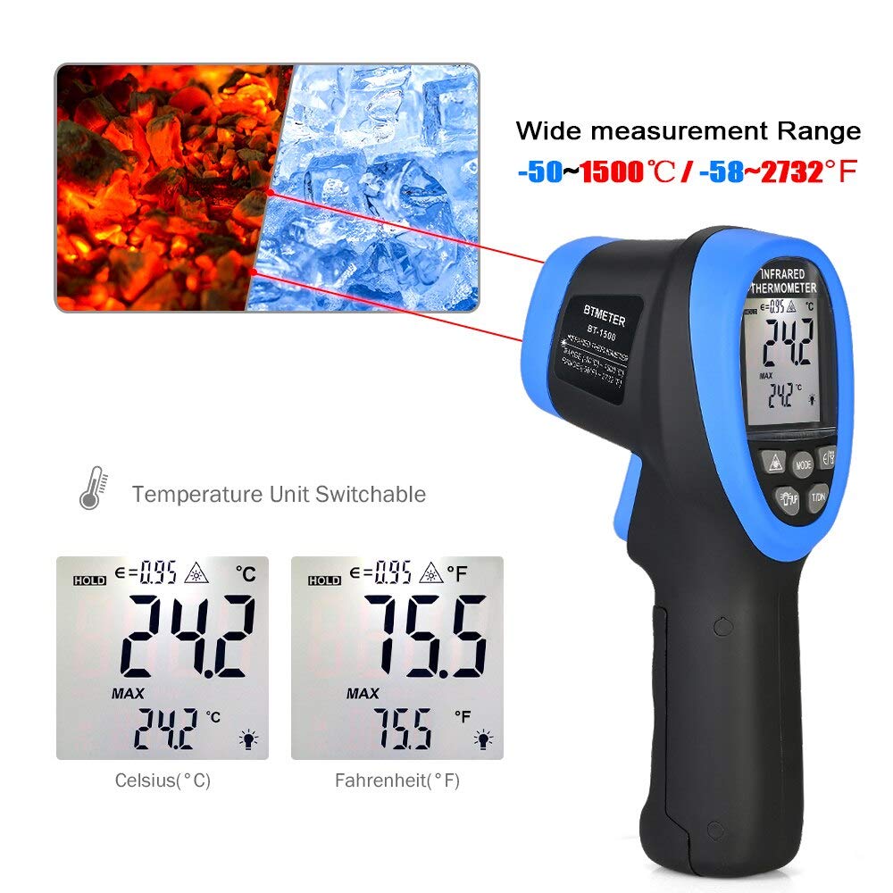 Industrial Infrared Laser - 赤外線温度計-50 ℃ から1500 ℃ のレーザー高温計1高温計デジタル高温計BT-1500