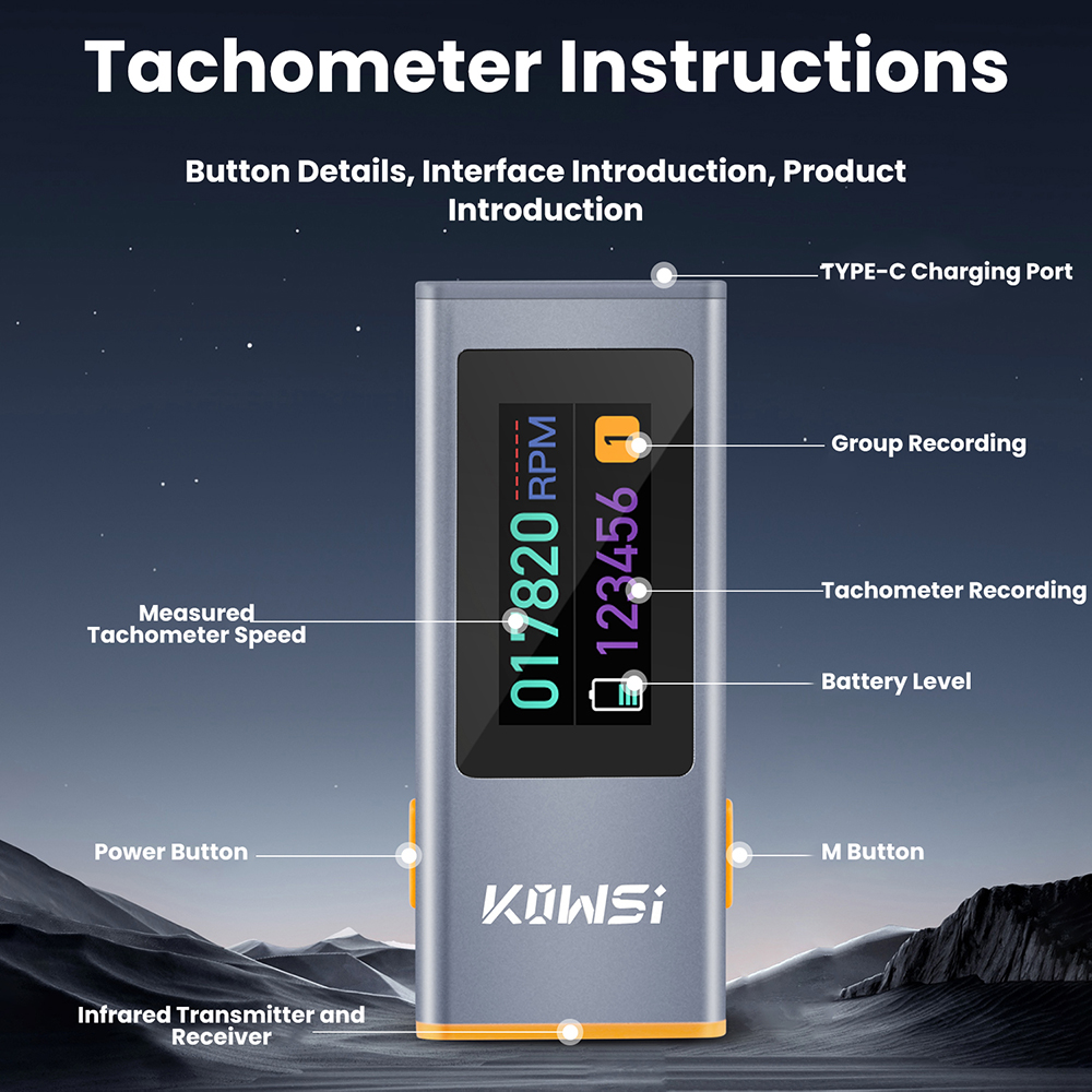 0.96 インチ TFT 赤外線 RPM 速度テスター タコ - Industrial Laser Tachometer のレビューと価格