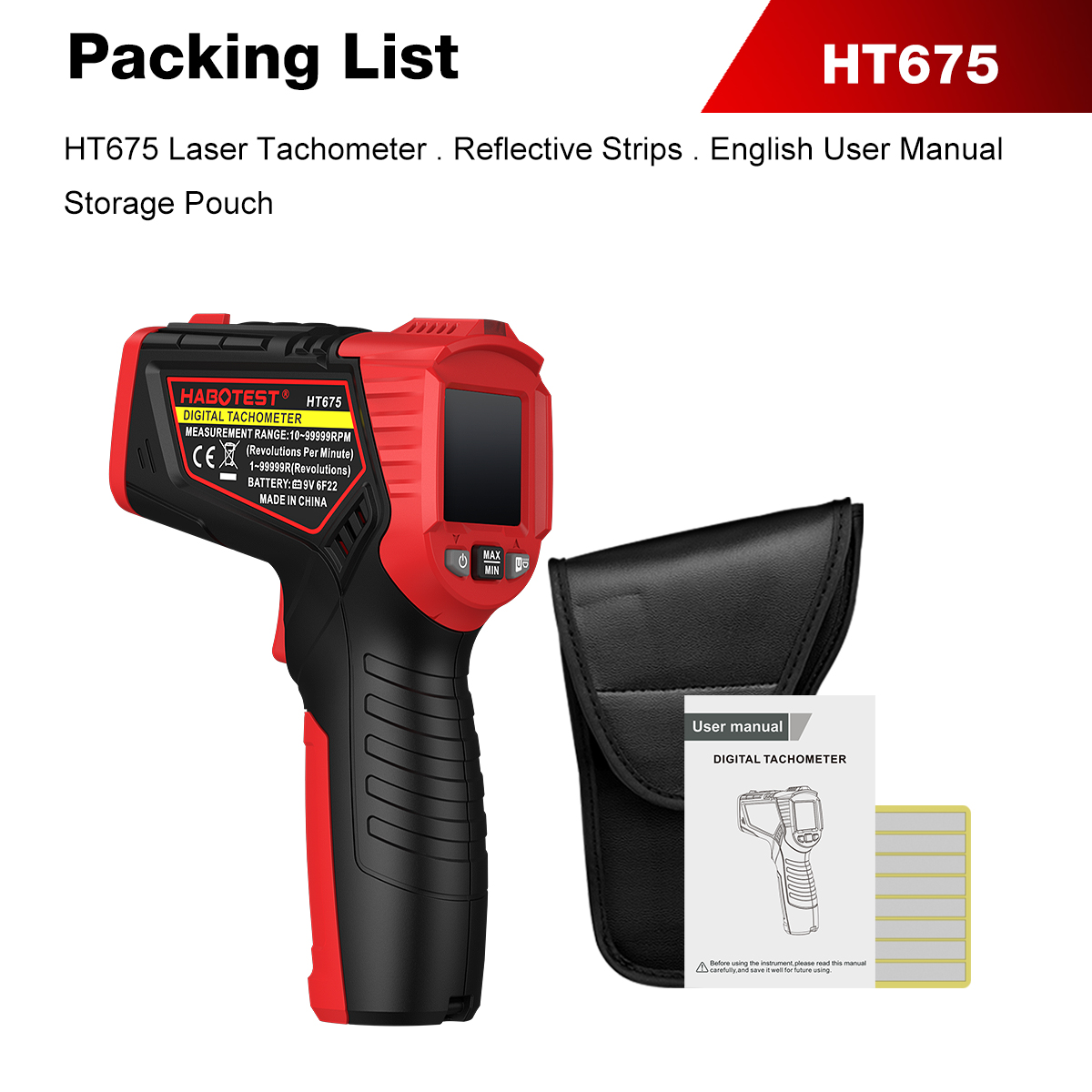 HABOTEST HT675 非接触レーザータコメーターデジ - Industrial Laser Tachometer のレビューと価格