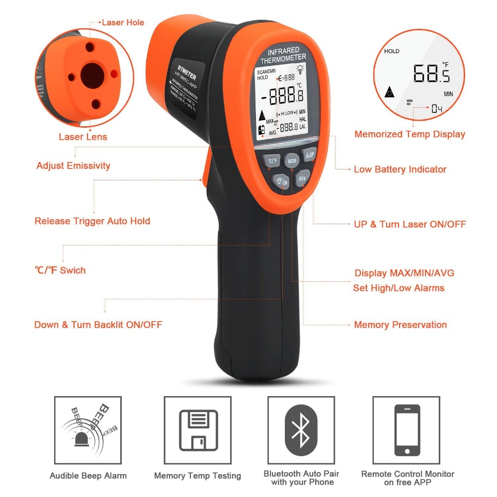 BTMETER デジタル高温計非接触 IR 温度計 -58  - Industrial Infrared Laser のレビューと価格